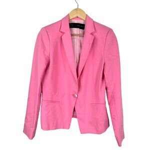 Zara Basic Barbie Pink one button‎ Blazer Jacket Size L